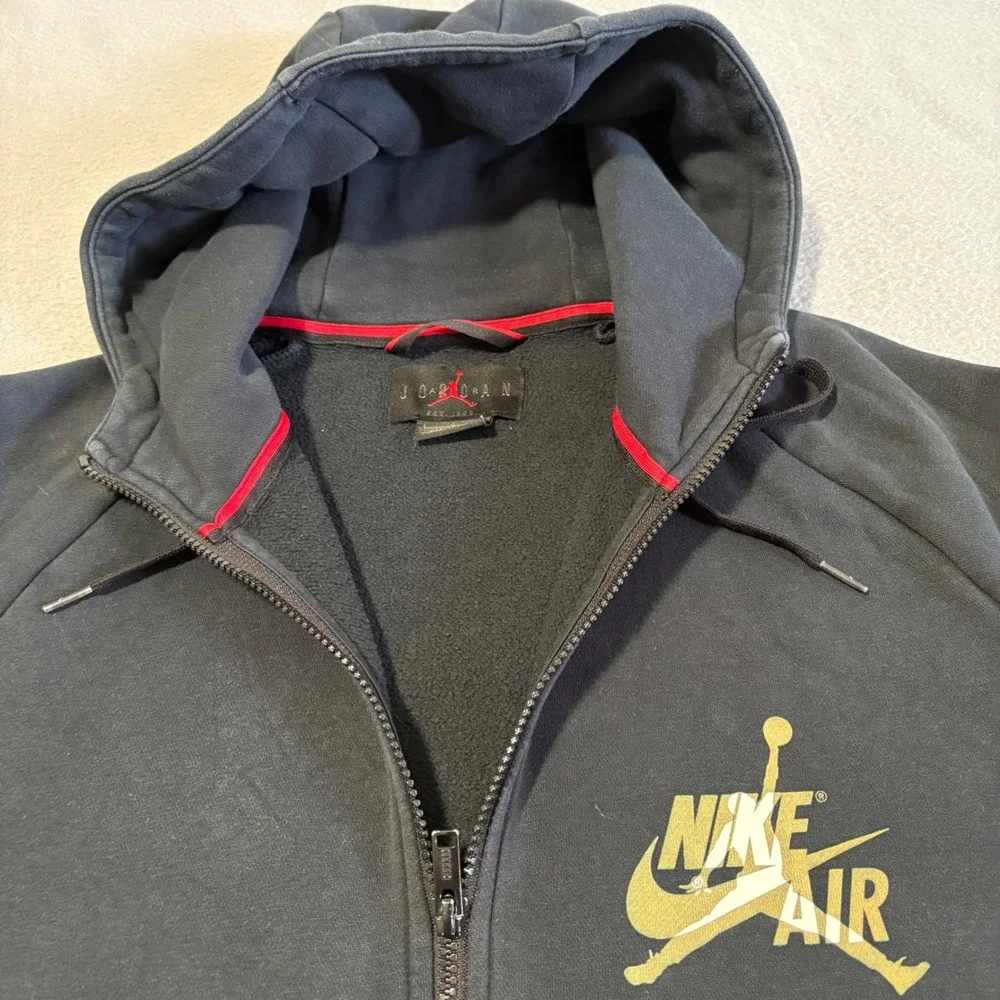 Jordan Full Zip Hoodie Mens Large Black Olive Green Nike Air Jumpman CK2223-011